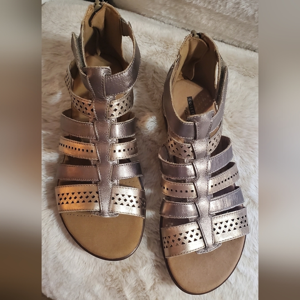 Clarks Women's Kele Lotus Gold Cushion Sole Gladiator Sandals. Sz 71/2 Like New - Picture 3 of 10